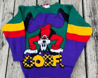 Youth Disney Goofy Wool Pullover Vintage Pattern Knit Sweater size M(6)