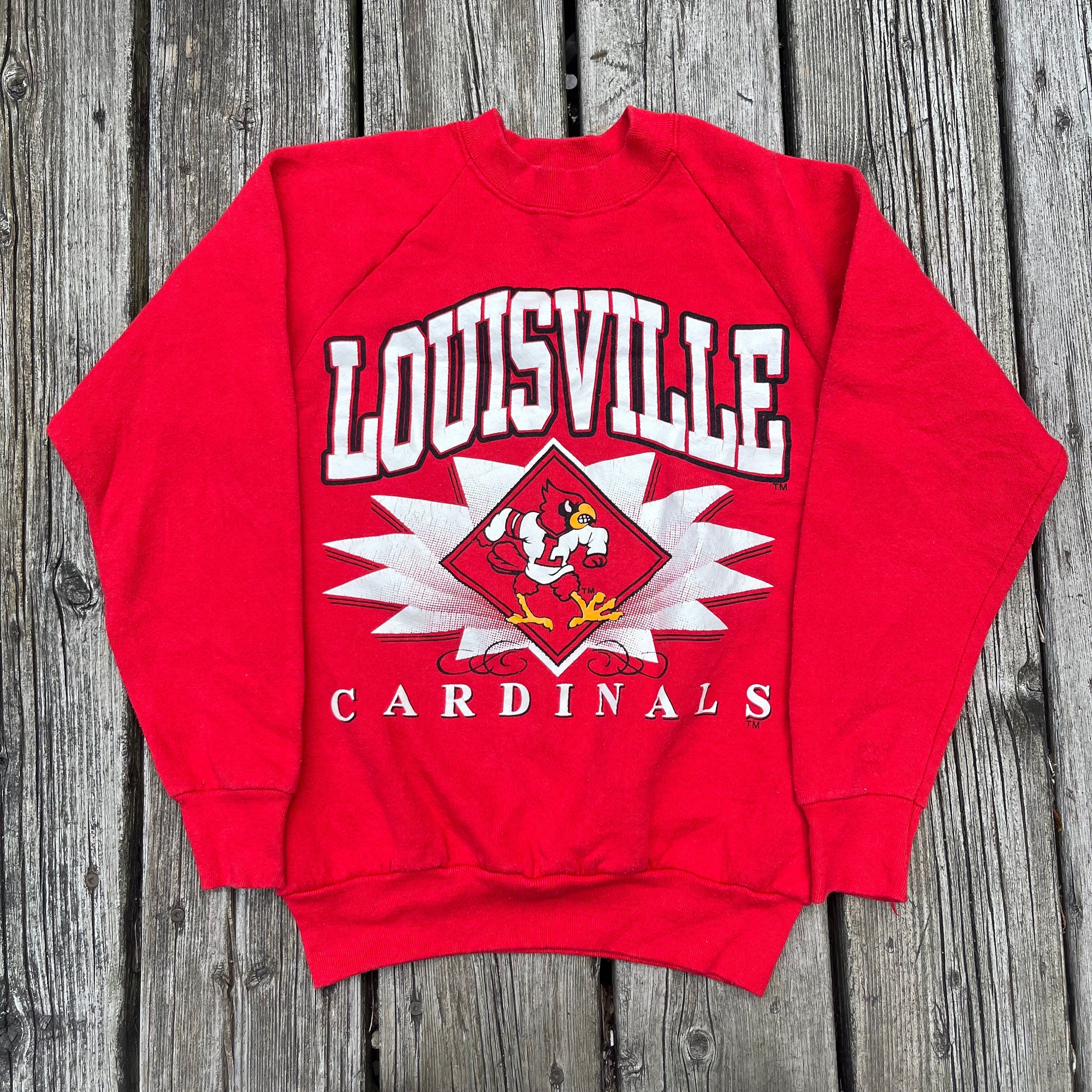 CustomCat Louisville Cardinals Vintage NCAA Football Crewneck Sweatshirt Black / 5XL