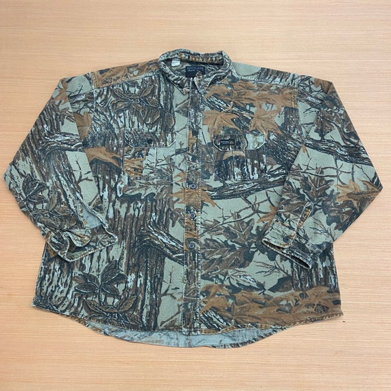 Vintage Rattlers Brand Realtree Camo Button up Shirt 