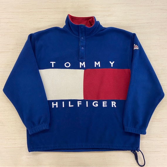 Vintage Tommy Hilfiger Big Flag Pullover Fleece Sweatshirt - Etsy