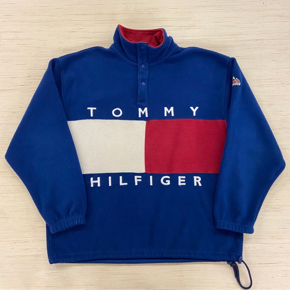 bibliotheek niezen Massage Vintage Tommy Hilfiger Big Flag Pullover Fleece Sweatshirt - Etsy