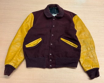 Veste universitaire en cuir vintage des années 1980/1990