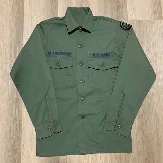 Vintage 1970s OG 507 Button Up Military Shirt - image 1