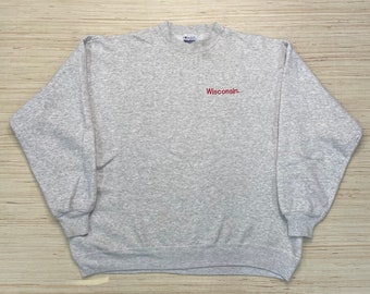 Vintage 1990's Kampioen Wisconsin pullover Crewneck Sweatshirt maat XXL