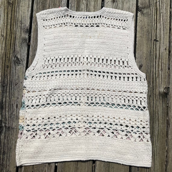 Vintage Knitted Wool See Through Tank Top Vest M - image 2