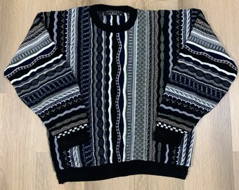 Made In USA Vintage jaren 90 Crewneck Patroon Trui Kleding Dameskleding Hoodies & Sweatshirts Sweatshirts Vintage jaren 1990 Liz Wear Abstracte 3D-kabel gebreide trui Pullover Sweatshirt 