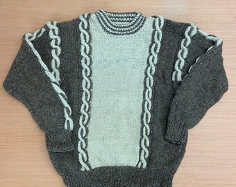 Vintage Zopfmuster Pullover Größe L