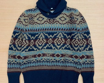 Vintage Schott Bros Cowichan Knit pullover Pattern Wool Sweater Size Medium