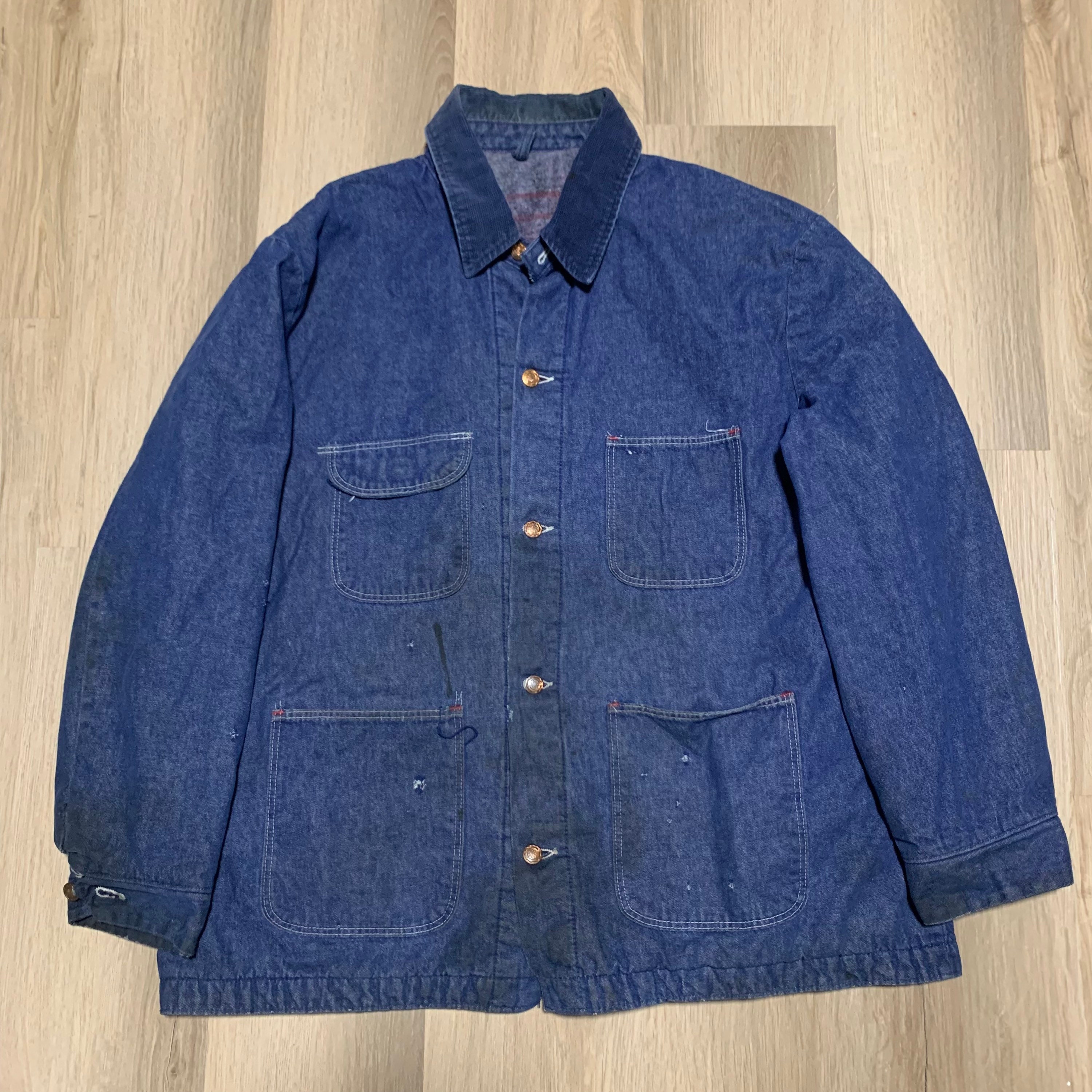 1970s Blue Bell Button up Blanket Lined Workwear Denim Chore 
