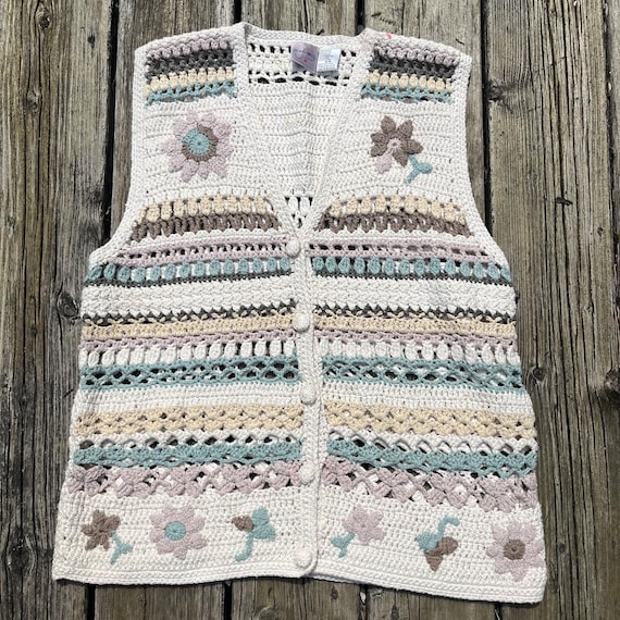 Vintage Knitted Wool See Through Tank Top Vest M - image 1