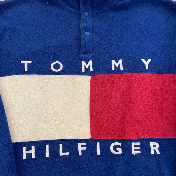Vintage Tommy Hilfiger Big Flag Pullover Fleece Sweatshirt 1990s XL - Etsy