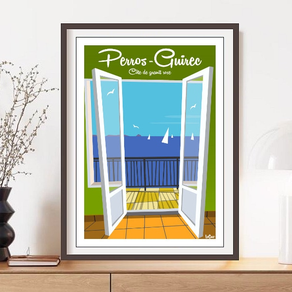 Poster Perros Guirec beach of Trestraou Brittany for wall decoration - for 2 posters of your choice purchased 1 surprise A4 offered