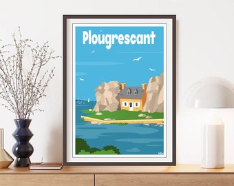 Brittany Plougrescant poster for wall decoration - 2 posters of your choice purchased 1 surprise A4 offered