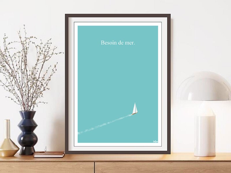Affiche Besoin de Mer Travel Poster/Affiche Voyage Sailing Vintage
