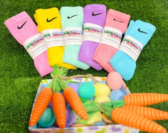 Tie-Dye Nike Socks in Sweet Colors -Step Up Your Sock Game with a Hand-dyed style, Perfect for Easter Gifts and Unique Style Statements!