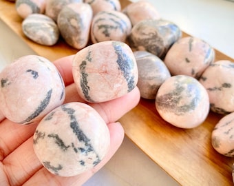 3 Large Polished Zebra Jasper Crystal Tumbles Pink Gray Black Zebra Patterned 30g 1.1oz 3cm 1.2in Detailed Polished Tumbled Zebra Jasper