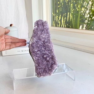 Tall Glittering Amethyst Cluster Cut Base Crystal Specimen 1176g 41.5oz 16cm 6.3in Cathedral Cave Geode Brazil Amethyst Statement Piece 3A12