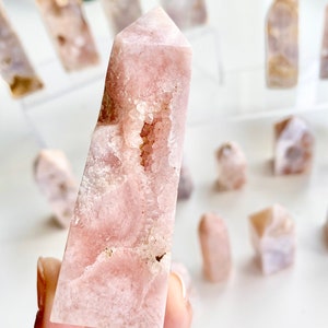 Large Amethyst Flower Agate Druzy Tower 100-1000g 2.5-6&quot; 7-15cm Choose Your Own Size - Pink Blue Sakura Cherry Blossom Druzy Agate Crystal