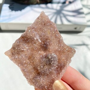 Glittering Golden Mauve Galaxy Amethyst Flower Plate Cluster Colorful Quartz 30g 5x5x0.5cm 1.1oz 2x2x0.2in Raw Crystal Specimen Rainbow GB1