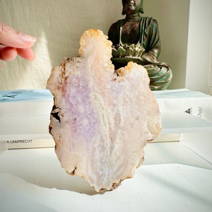 Flower Agate Pink Amethyst Slab Large Quartz Druzy Cave 152g 11x7x1cm 5.4oz 4.3x2.8x0.4in Pink Amethyst Natural Geode Cluster PA10
