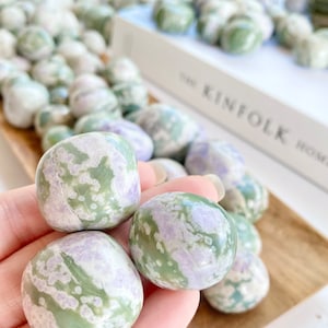 3 Large Pink Lavender Gray Peace Jade Crystal Tumbles 25g 0.9oz 3-4cm 1.2-1.5” Pink and Grey Tumbled Stones Peace Jade Crystal Pocket Stones