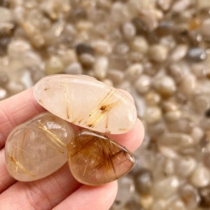 3-5 Rutile Rutilated Quartz Tumbles Red Copper Black Gold Inclusions Crystal Tumble Stone Pocket Stone Specimen Stunning Fireworks