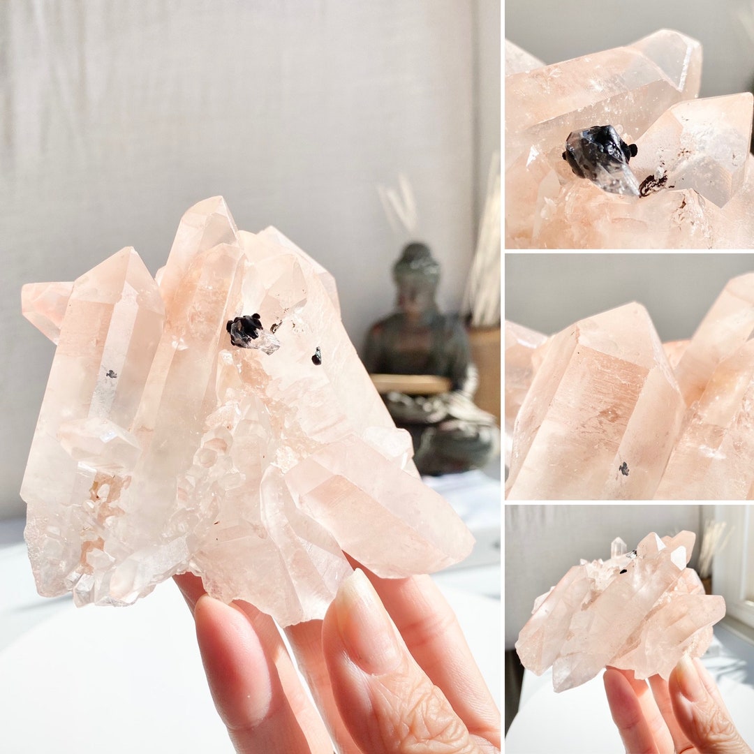 Large Pink Hue Quartz Cluster Crystal Himalayan Quartz Cluster 438g ...