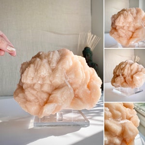 Pink Stilbite Apophyllite Flashy Pink Surface 1496g 15x13x10cm 52.8oz 5.9x5.1x3.9in Display Statement Piece Crystal Cluster Matrix
