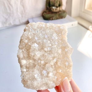 Light Golden Apophyllite Cluster Diamond Cube Druzy Formations 450g 15.9oz 9cm 3.5in Cabinet Crystal Display Piece Crystal Cluster AP1