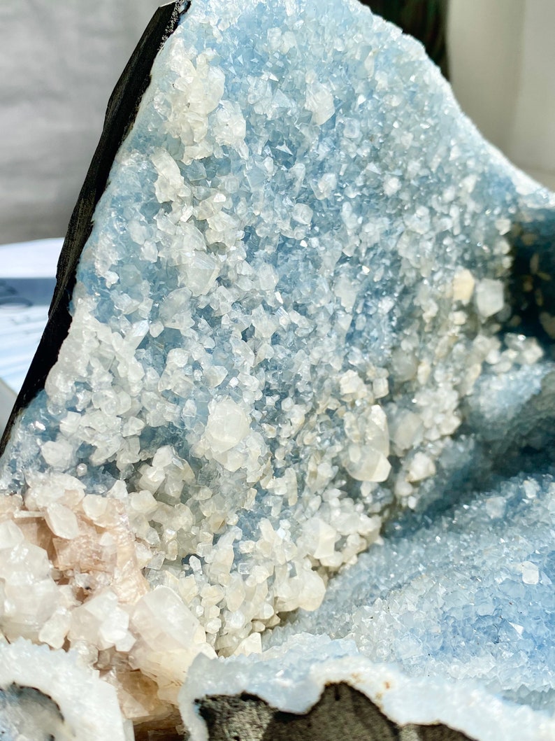 Huge Clamshell Natural Blue Quartz Cluster Glittering Gray Etsy