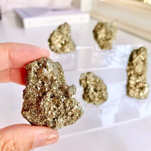 Glittering Pyrite Cluster Specimen Columnar Lines Raw Pyrite Rough Pyrite Crystal Cluster 60-100g 2-3.5oz 4-6cm 1.5-2.5&quot; AAA Grade Pyrite
