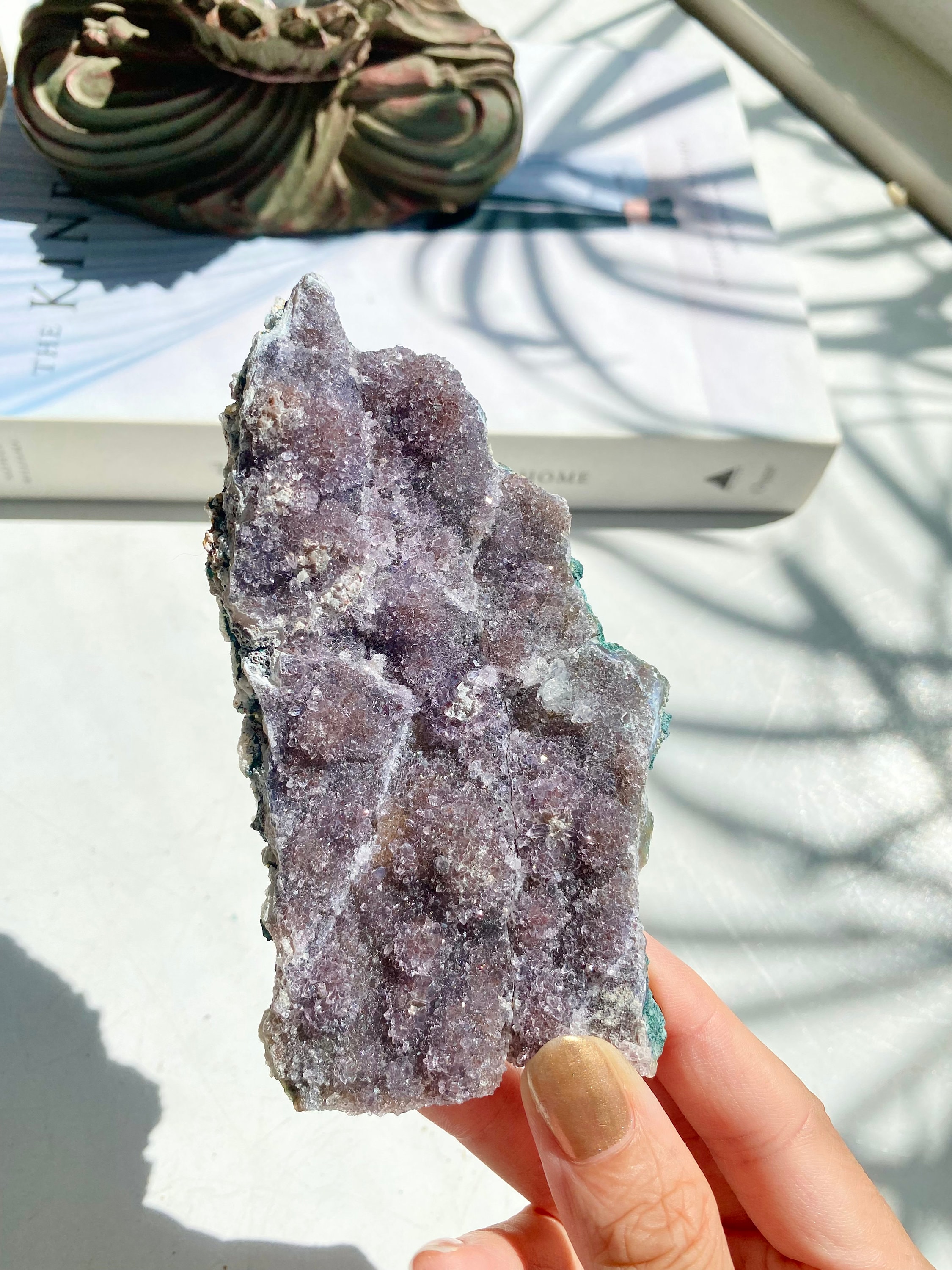 Very Special Silver Purple Amethyst Harlequin Pattern Galaxy Flower Plate Cluster 142G 11x6x2cm 5Oz 4.3x2.4x0.8In Uruguay Gb10