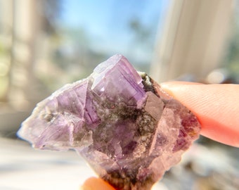 Thumbnail Specimen Clear Window Fluorite Cube Phantom Fluorite Specimen Crystal Cluster   10g 3x2x2cm 0.4oz 1.2x0.8x0.8in