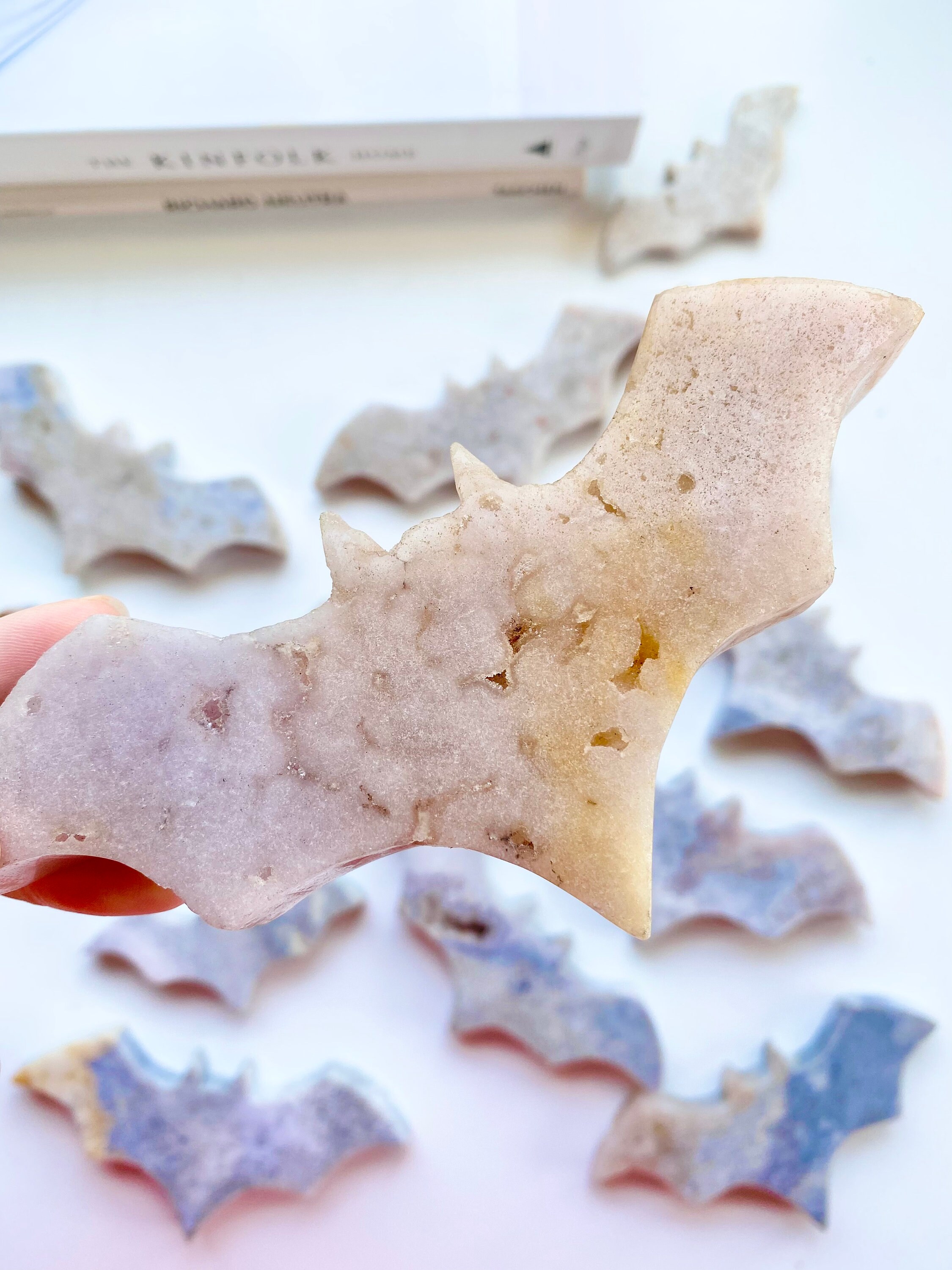 Pink Amethyst Bat Carvings From Brazil Sparkling Pink Blue Polished ...