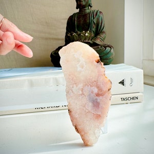 Flower Agate Pink Amethyst Slab Large Quartz Druzy Cave 60g 9x4x1cm 2.1oz 3.5x1.6x0.4in Pink Amethyst Natural Geode Cluster PA21