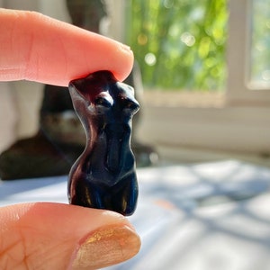 May include: A small, black, resin figurine of a female torso.