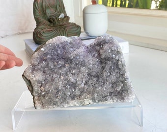 Large Gray Amethyst Cluster Cut Base Crystal Specimen 1586g 55.9oz 15cm 5.9in Cathedral Window Cave Geode Amethyst Statement Piece 3A9