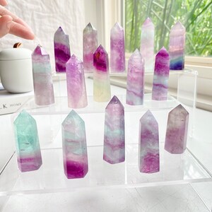 Cotton Candy Bright Banded Watermelon Fluorite Crystal Towers 60-80g 2.1-2.8oz 6-8cm 2.4-3.1in Bright Fluorite Phantom Banding Fluorite