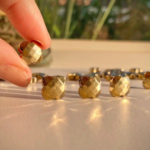 Detailed Pyrite Mini Carvings Charms 1cm 0.4in Pyrite Bracelet Necklace Pendant Drilled Hole Necklace Jewelry DIY Supplies Chose Your Shape