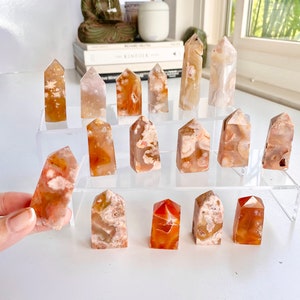 AAA Carnelian Flower Agate Druzy Tower 50-100g 1-3&quot; Inch 1-4oz Choose Your Own Size - Pink Blue Sakura Cherry Blossom Druzy Agate Crystal