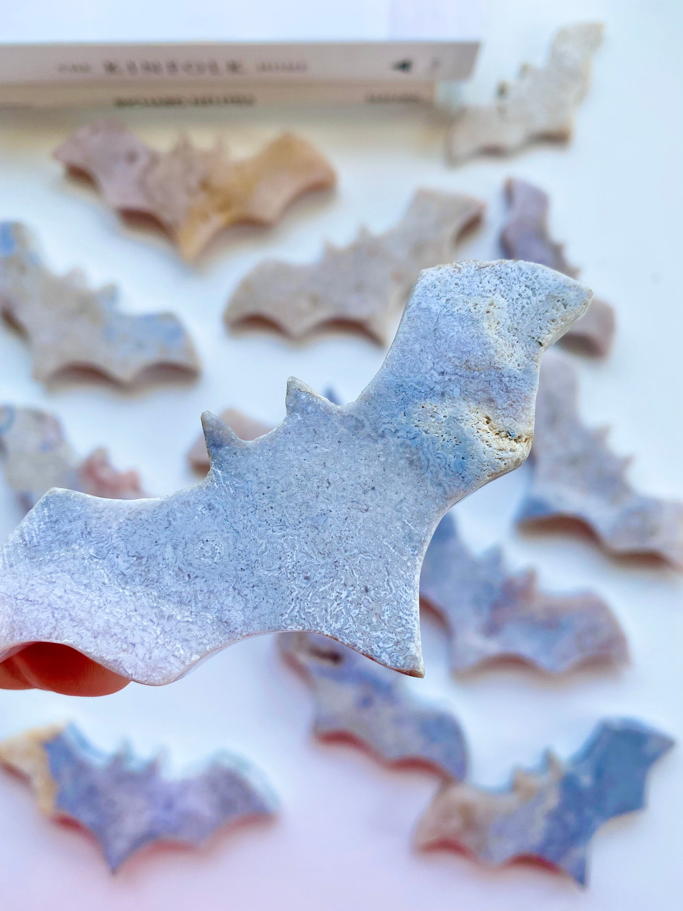 Pink Amethyst Bat Carvings From Brazil Sparkling Pink Blue Polished ...