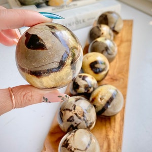 Septarian Dragon Egg Spheres 150-250g 5.3-8.8oz 5-6cm 2-2.4” Large Septarian Egg Dragon Stone Dragon Skin Polished Spheres Beautiful Banding