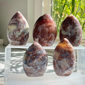 Vibrant Ocean Jasper Free Form Crystal Points 150-200g 5.3-7.1oz 7-8cm 2.8-3.1in Large Red White Pink Purple Ocean Jasper Points
