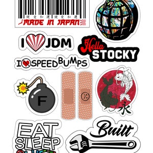 MiroSan 36pcs Funny JDM Decals Japanese Vinyl Drift Slap JDM Car Stickers Window Banners Drag Racing Samurai Sticker 4.4x1.5 inch (decal36)