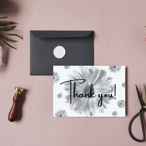 Printable Black and White Thank you Card, Formal Card, Wedding Thank You Card, Instant Download