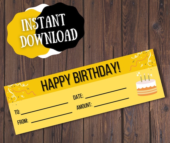 Printable Happy Birthday Gift Certificate Gift for Birthday | Etsy