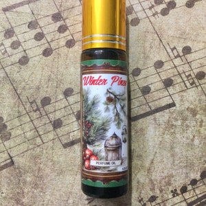 Winter Pines perfume roll on, limited edition, tree fragrance, Christmas gift for her and him, fir scent, raspberry perfumes, festive accent