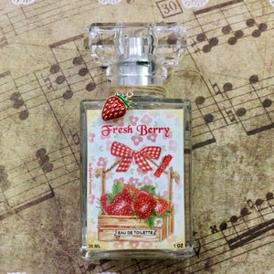 Frische Beere Eau de Toilette, Frucht rote Beeren Erdbeeren, Geschenk für Sommer, Parfum Kanada Vintage Erdbeerkorb Duft süß saftig