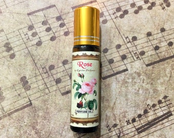 Roze roos parfumolie roll-on: vintage bloemige geur met sandelhout - 10 ml