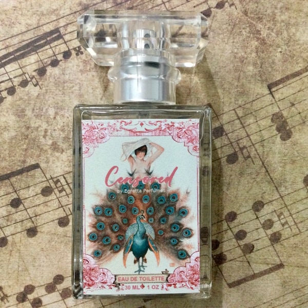 Tuberose Perfume Censored Fragrance Vintage Paris vanity niche shabby chic parfum naked woman peacock retro pink floral scent smell